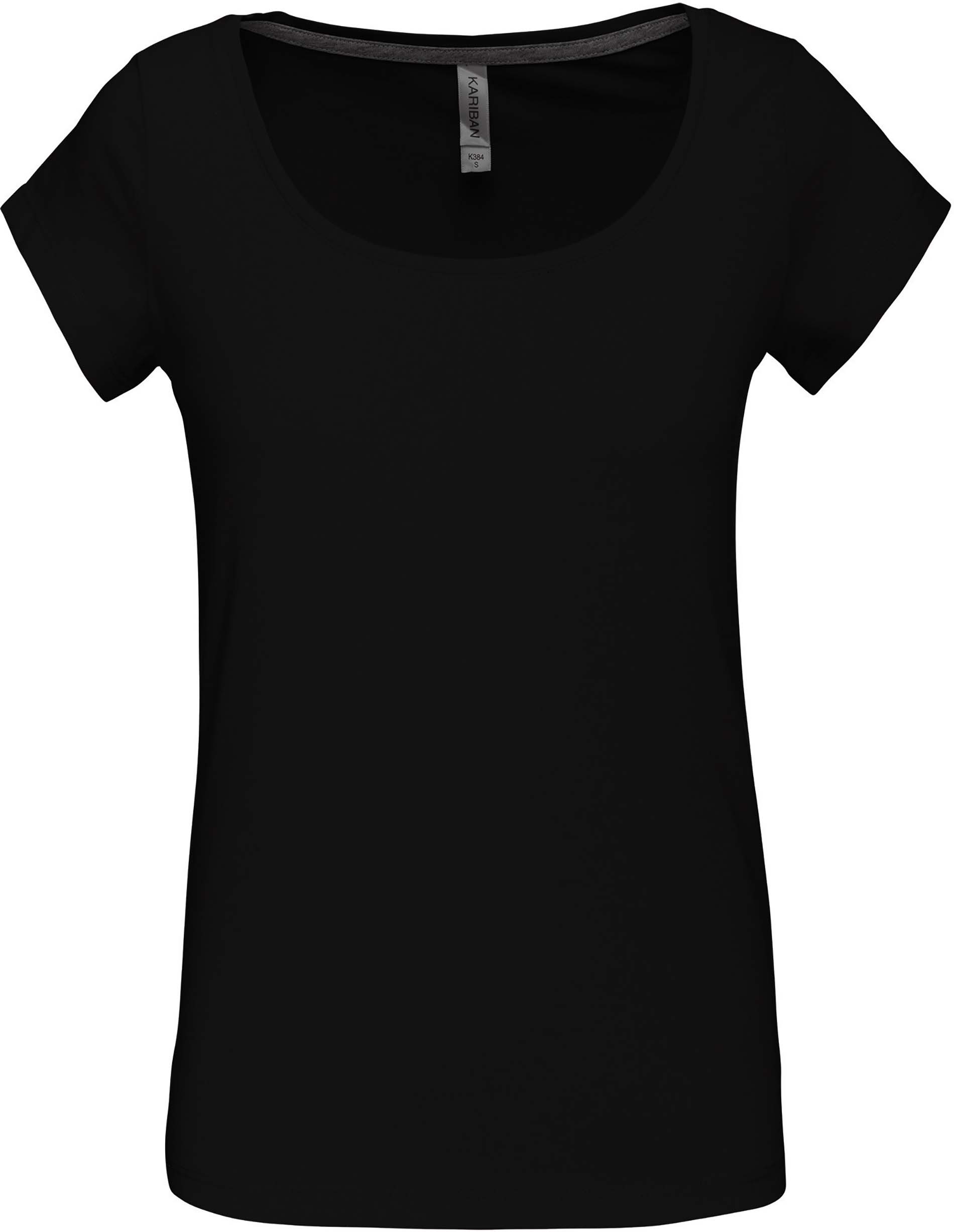 KARIBAN / DAMES-T-SHIRT KORTE MOUWEN MET BOOTHALS 