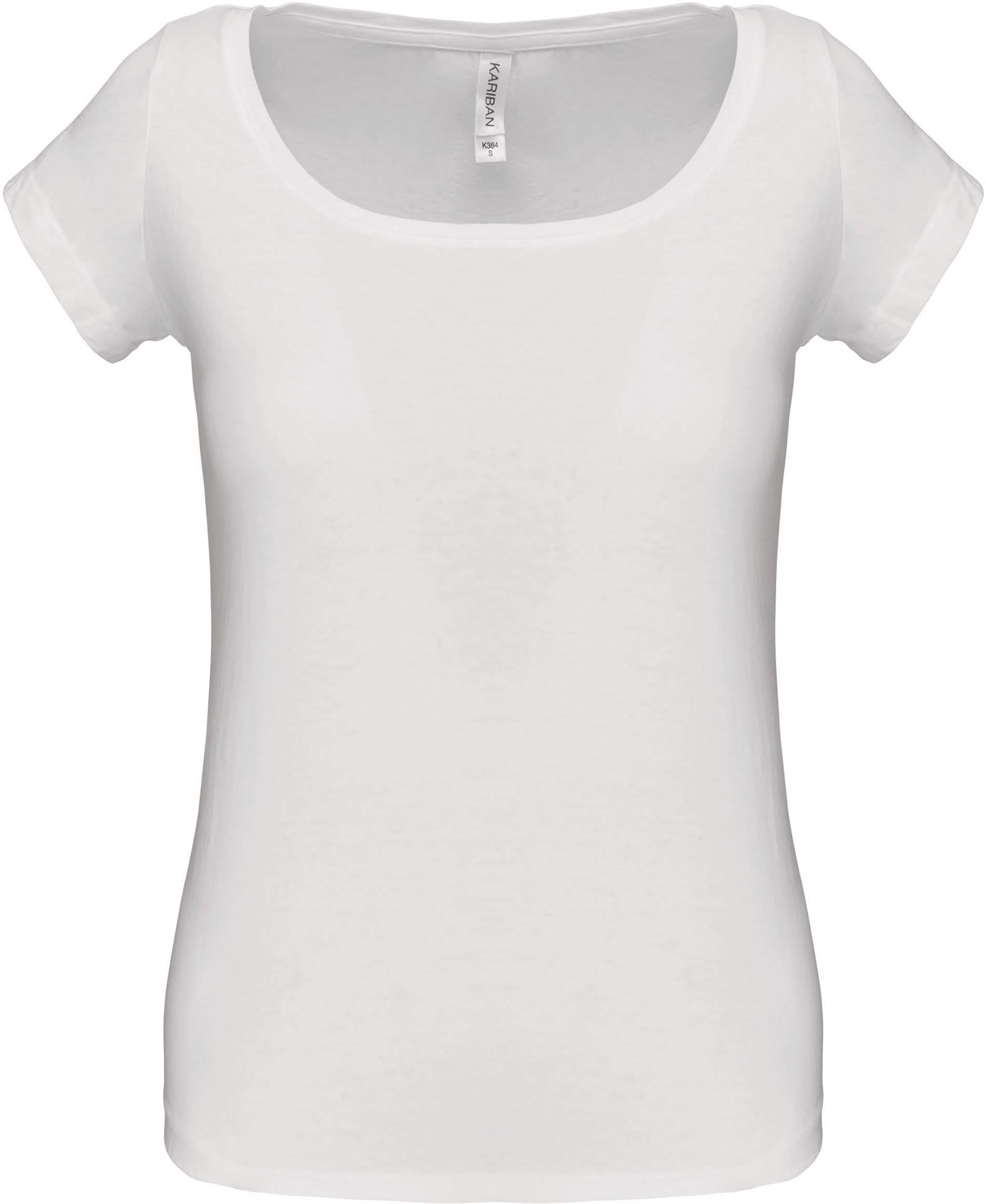 KARIBAN / DAMES-T-SHIRT KORTE MOUWEN MET BOOTHALS 