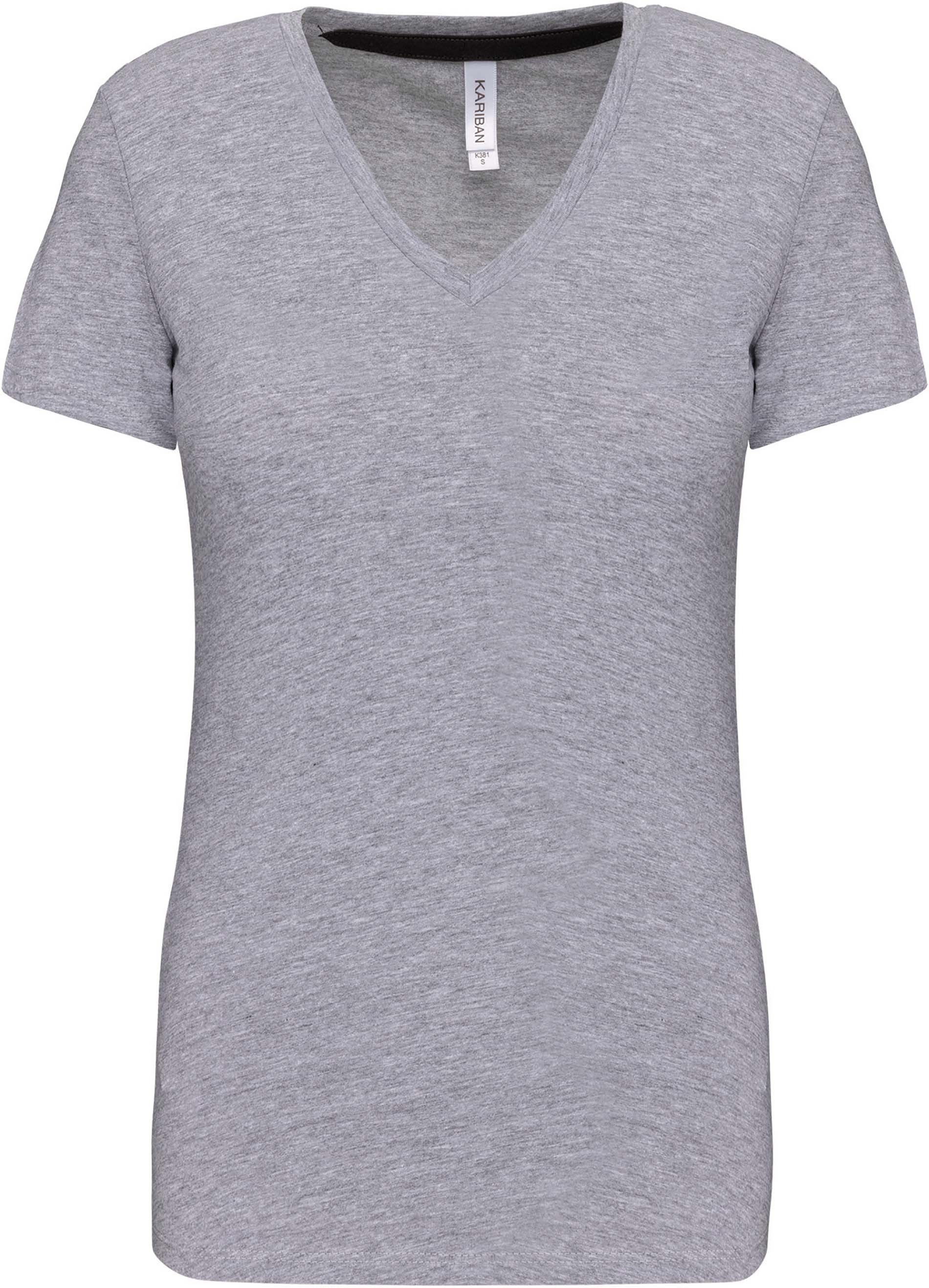 KARIBAN / DAMES T-SHIRT K381 V-HALS KORTE MOUWEN