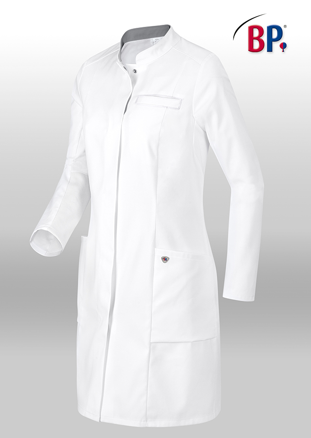 Exner Korte damesjas, lange mouwen, laboratoriumjas, werkjas, soft touch, medisch, apotheek, arts, kleur wit, leverbaar in katoenmix soft touch van XS-5XL, wit, M